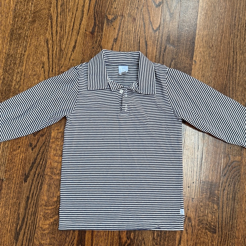 Bella Bliss Striped Long Sleeve Polo Shirt